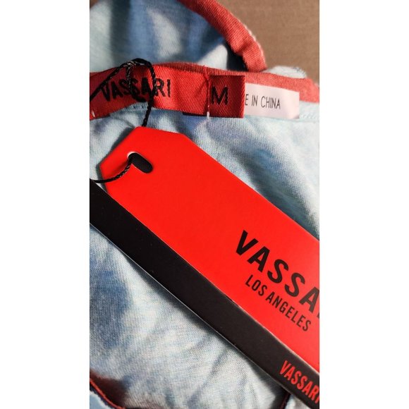 Rare Vassari Los Angeles Light Blue Crew Neck Men's Designer Shirt - Cut Edges - Picture 8 of 15